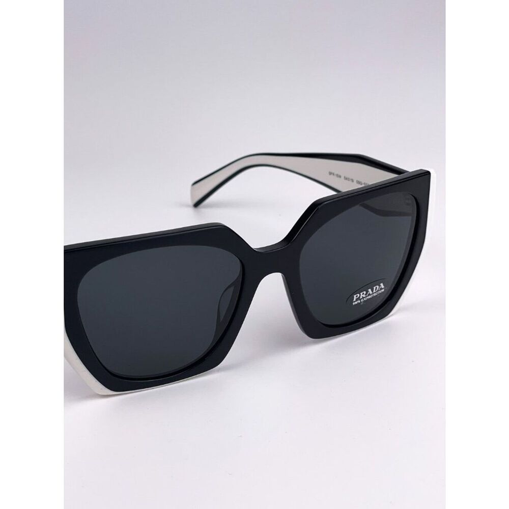 NEW Prada  PR15WS 09Q5S0 Black White Dark Gray Square Women Sunglasses - Picture 6 of 13